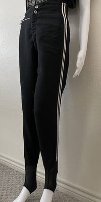 Stretch Slim Ski Pants Women s Stirrup Leggings side White Striped.extra Small