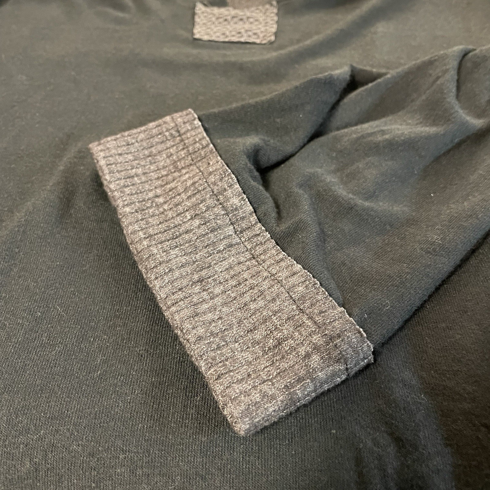 POL Black Long Sleeve Top Buttery Soft Boho Wool Trim Sz S 20” P-P Raw Hems