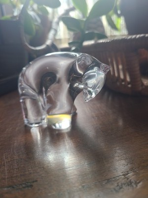 EGE Hällsberg Sweden Clear Art Glass Polar Bear Figurine Sculpture w/ Label