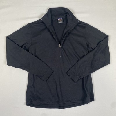 Patagonia Pullover Mens Small Black Capilene Lightweight 1/4 Zip LS Baselayer 