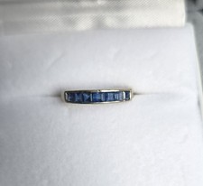 14ct White Gold Blue Sapphire Eternity Ring Size G 2.0 grams