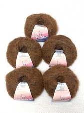 5 Knäuel x 25g Alpaka Mohair Garn : Mohair + Alpaka + Acryl : braun