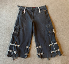 VTG Tripp NYC Punk Goth Raver Metal Black Wide Leg Jeans - Size XXL