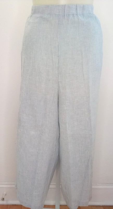 Woman Within Linen/Rayon Pants, Blue & White, Plus sz 28WP Petite