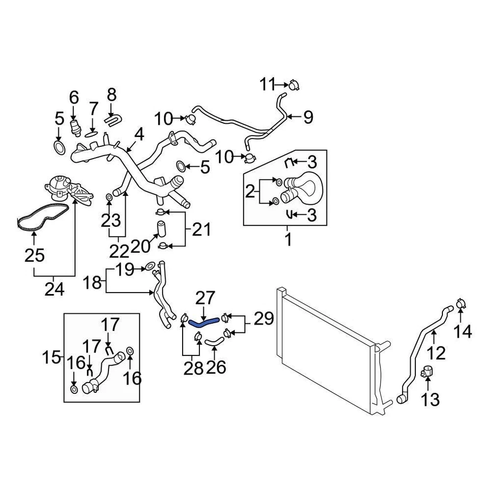 For Audi A6 2006-2011 Audi 4F0121055F Lower Radiator Coolant Hose - Image 2 of 4