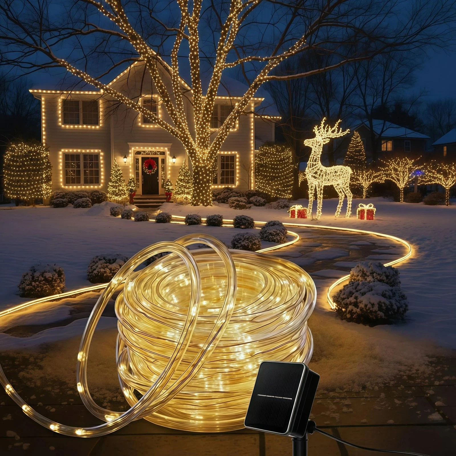 Solar Rope Lights Outdoor Waterproof 72FT 200LED Solar String Lights Christma...