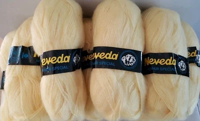 10 Skeins Nevada Mohair Special.  30%KidMohair, 70%Acryl.  Soft Yellow.  Holland - Photo 1/4