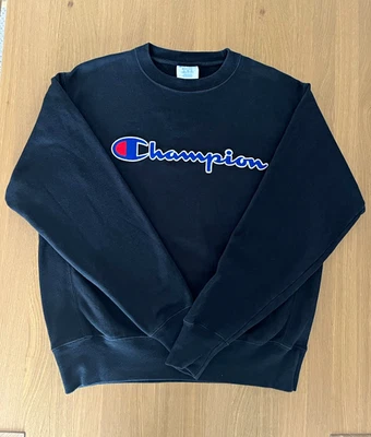 Champion Reverse Weave Black Crew Neck Heavyweight Sweatshirt Men’s M