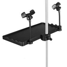 Universal Microphone Stand Plastic Tray With Dual Phone Holder Clamp-On