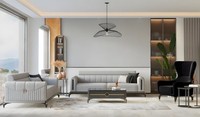 Sofagarnitur Dreisitzer Sessel Grau Sofa Stoffsofa Luxus 3Tlg Couch