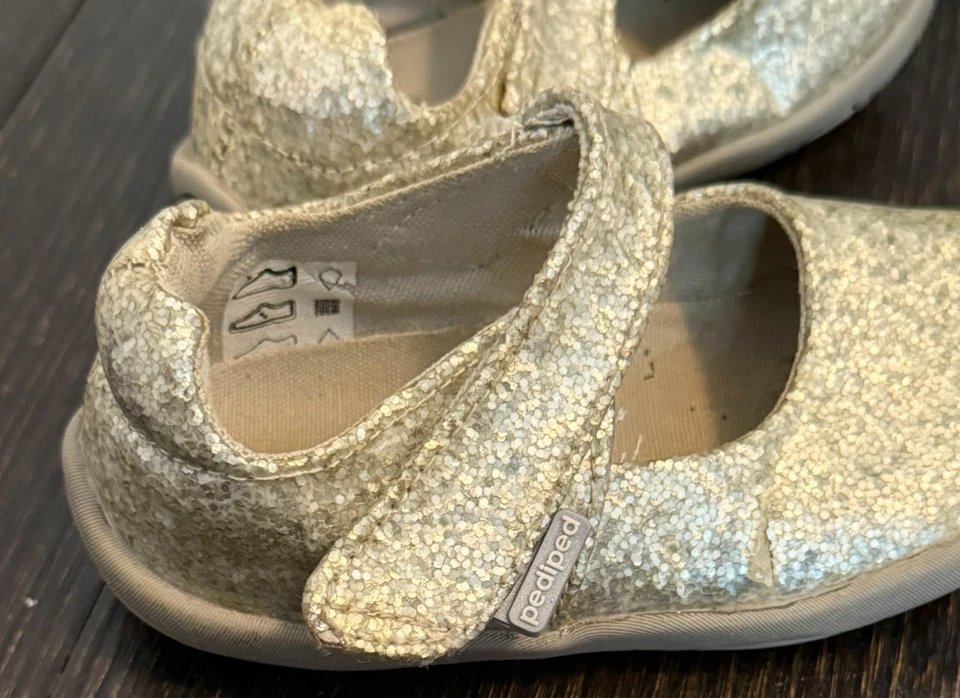 Zapatillas Pediped Niñas Bebé Niño Plateadas Brillantes Mary Jane EU 21 EE. UU. Talla 5.5 Foto 2 de 4