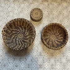 Vintage Pine Needle Baskets Lot of Three