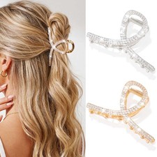 CAKURE Rhinestone Hair Clips Gold Fancy Claw Clips Sparkly Hair Accessories for