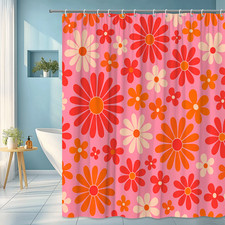 Cute Floral Pink Shower Curtain for Kids Bathroom Decor