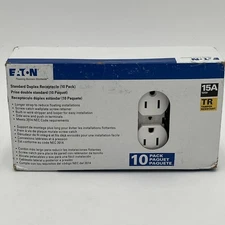 BRAND NEW!! 10 Pk Eaton White 15A 125V Tamper Resistant Duplex Outlet TR270W