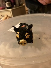 Black Fabric Pig Figurine 