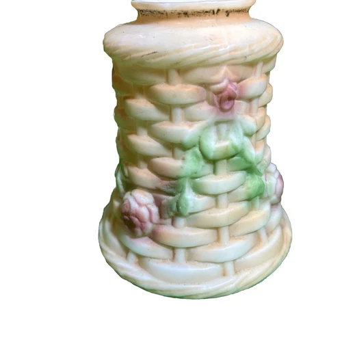 Vintage Art Deco Basket Weave Milk Glass Light Shade Globe 2 1/4” Fitter