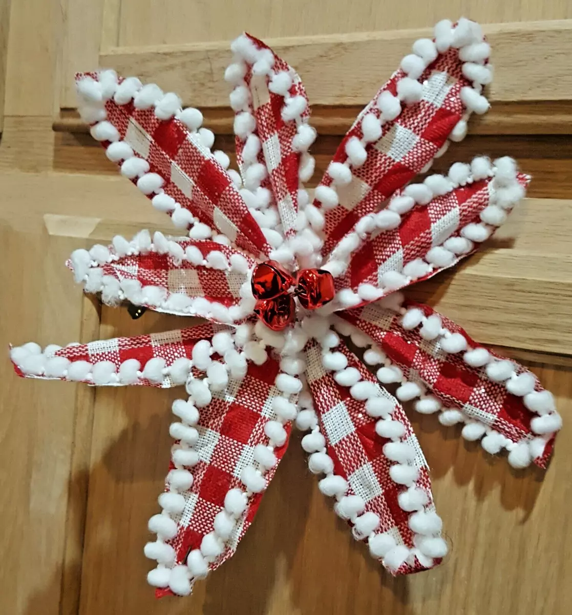 Holiday Time~Red & White CLIP ON POM POMS Christmas ORNAMENT~NWT