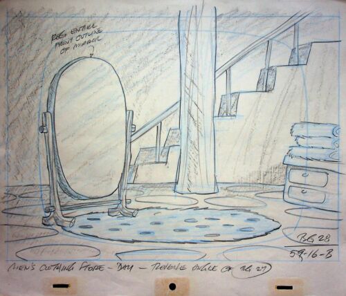 The Pebbles and Bamm-Bamm Show 1971 Production Hand Drawn Background Pencil