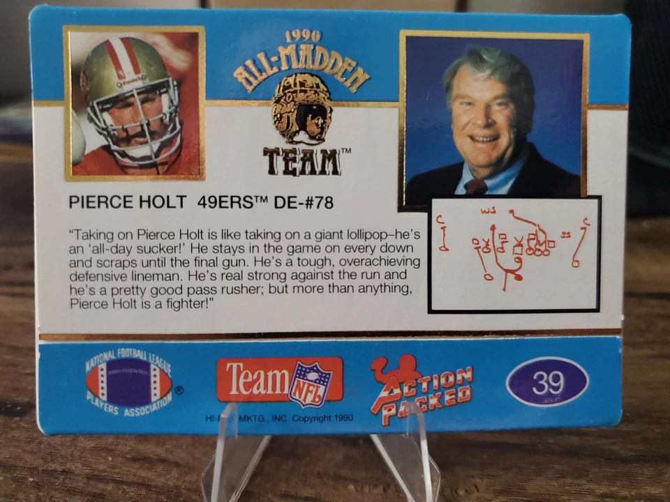 Pierce Holt - 1990 Action Packed All-Madden  San Francisco 49ers #39 - Image 2 of 2