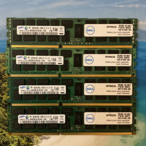 LOT OF 4 SAMSUNG 8GB M393B1K70DH0-YH9 PC3L-10600R DDR3 2RX4 SERVER MEMORY RAM