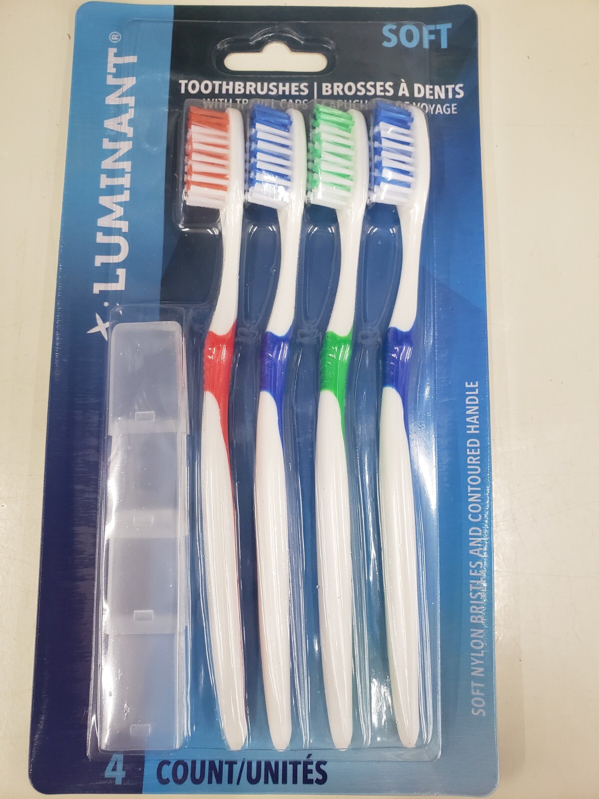 LUMINANT 4 SOFT Toothbrushes WITH TRAVEL CAPS NEW
