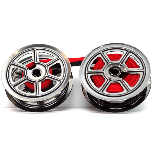 Woodstock Typewriter Twin Metal Spools with New Black Red Ribbon - Picture 4 of 5