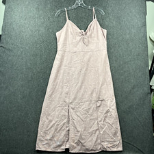 American Eagle Dress Women's 12 Pink Blush Polka Dot Midi Slit