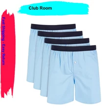 Club Room Men's 4-Pk Cotton Boxers, SkySail Blue, Small.