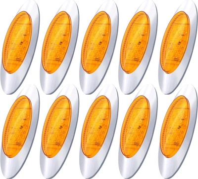 Bernstein/Rot 6.5 '' Oval 16 LED Seite Marker Ausverkauf Licht Chrom Surface Berg