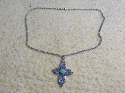 James Avery Retired 925 Festive Beaded Cross with Turquoise 16
