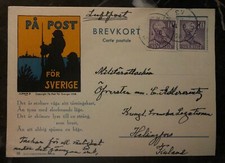 1942 Stockholm Sweden Field post Postcard cover To Helsinki Finland