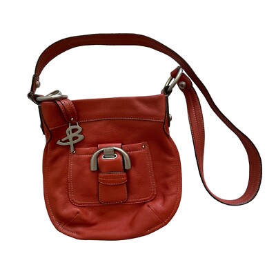 B Makowsky Purse Leather Red Maroon Shoulder Crossbody Handbag