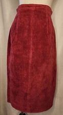 Vintage Suede Red Long Skirt 1970s Lord  Taylor Size 6