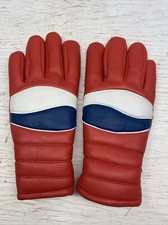 Vintage Snow/ Ski/ Motorbike Gloves 1970's Red Blue White Striped RARE Womens Lg