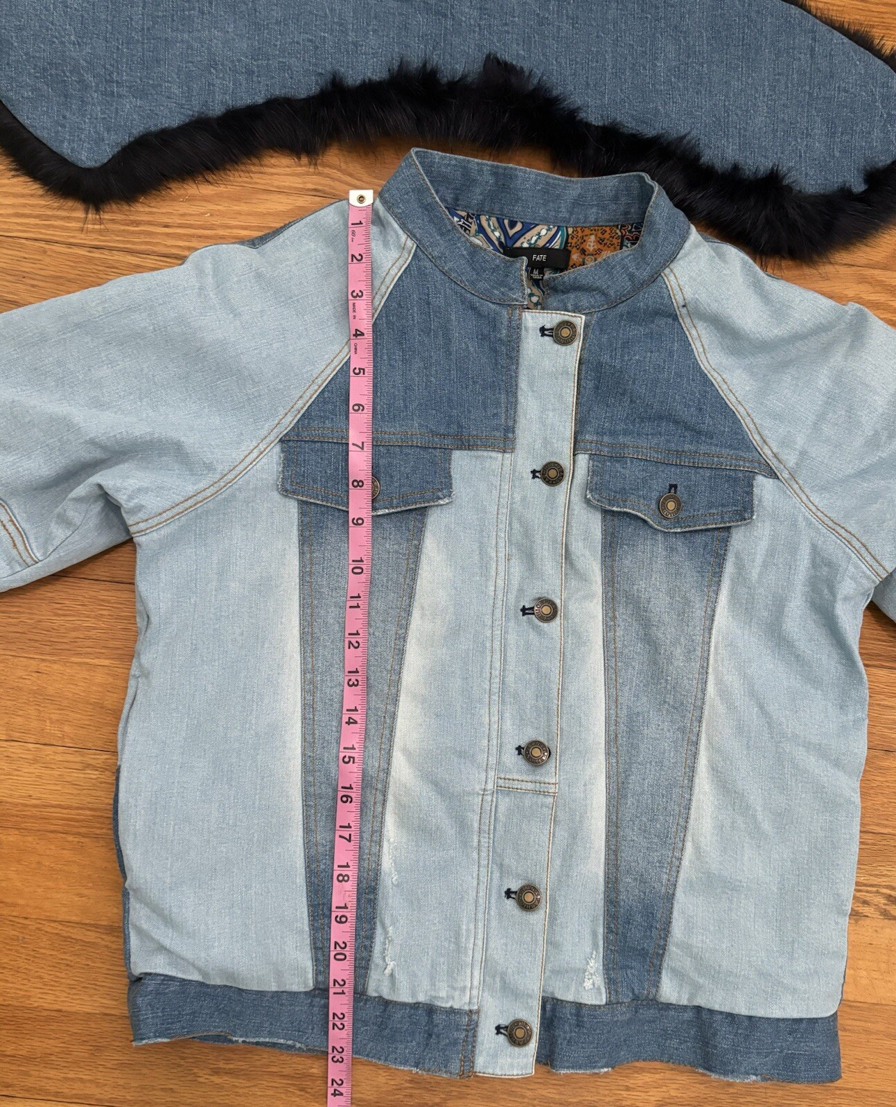 Fate  Patchwork Denim Jean Coat With Detachable F… - image 9
