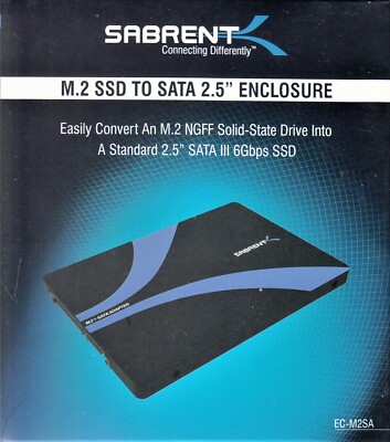 SABRENT EC-M2SA M.2 SSD TO SATA 2.5'' ENCLOSURE, SATA INTERFACE - NEW AND SEALED!