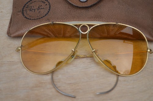Vintage Ray Ban Aviator Shooting Glasses Bausch & Lomb Yellow Lenses Gold Frame - Picture 2 of 9