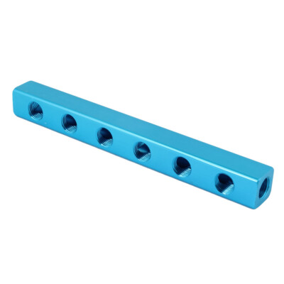 Blau 1/4 ''PT 6 Weg 9 Ports Air Pneumatische Zylinder Verteiler Block Splitter