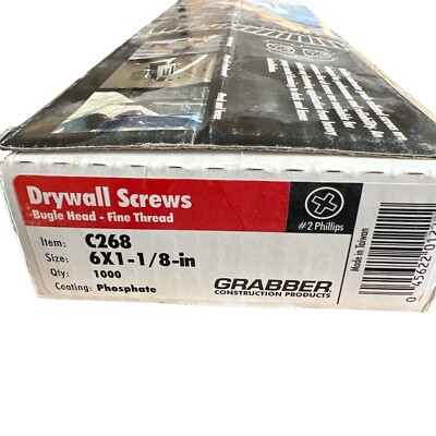 New GRABBER SUPERDRIVE C168z 6 X 1 inch Collated 1000 Screws Per