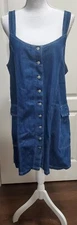 Ladies Jumper Style Dress - Denim - Cotton - Pockets - Size 13