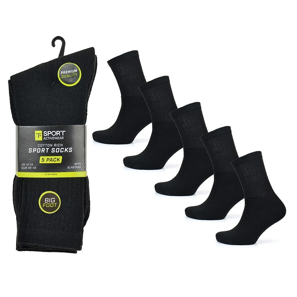 10 X Pairs Mens Big Foot Sports Socks, Soft Ribbed Men socks, UK Size 12-14