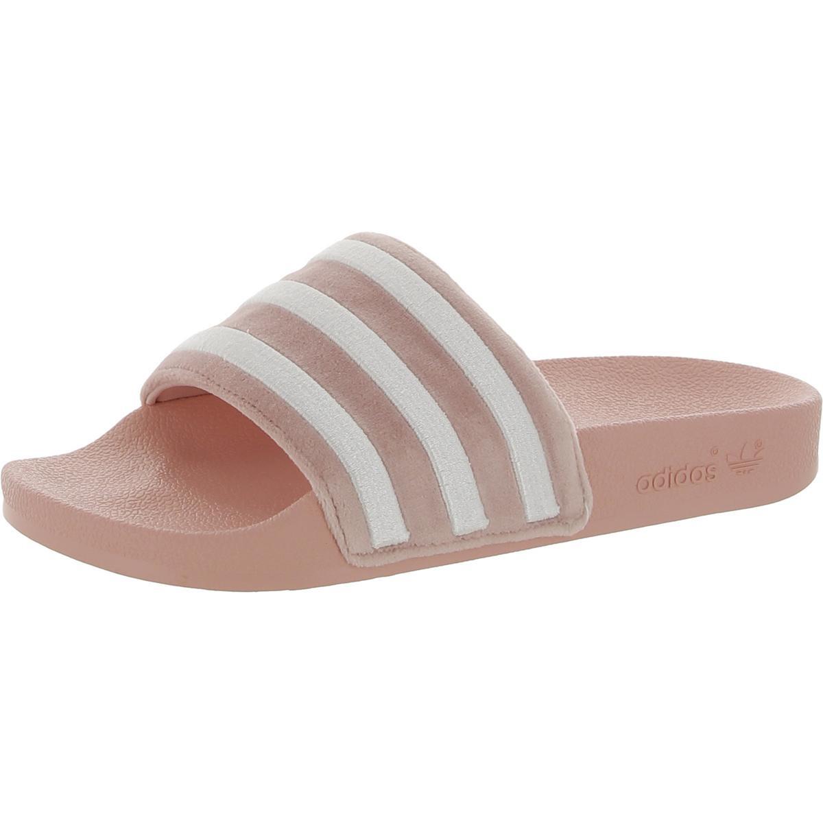 Женские шлепанцы Adidas Adilette Pink в полоску для бассейна, 5 средних размеров (B, M) BHFO 5862