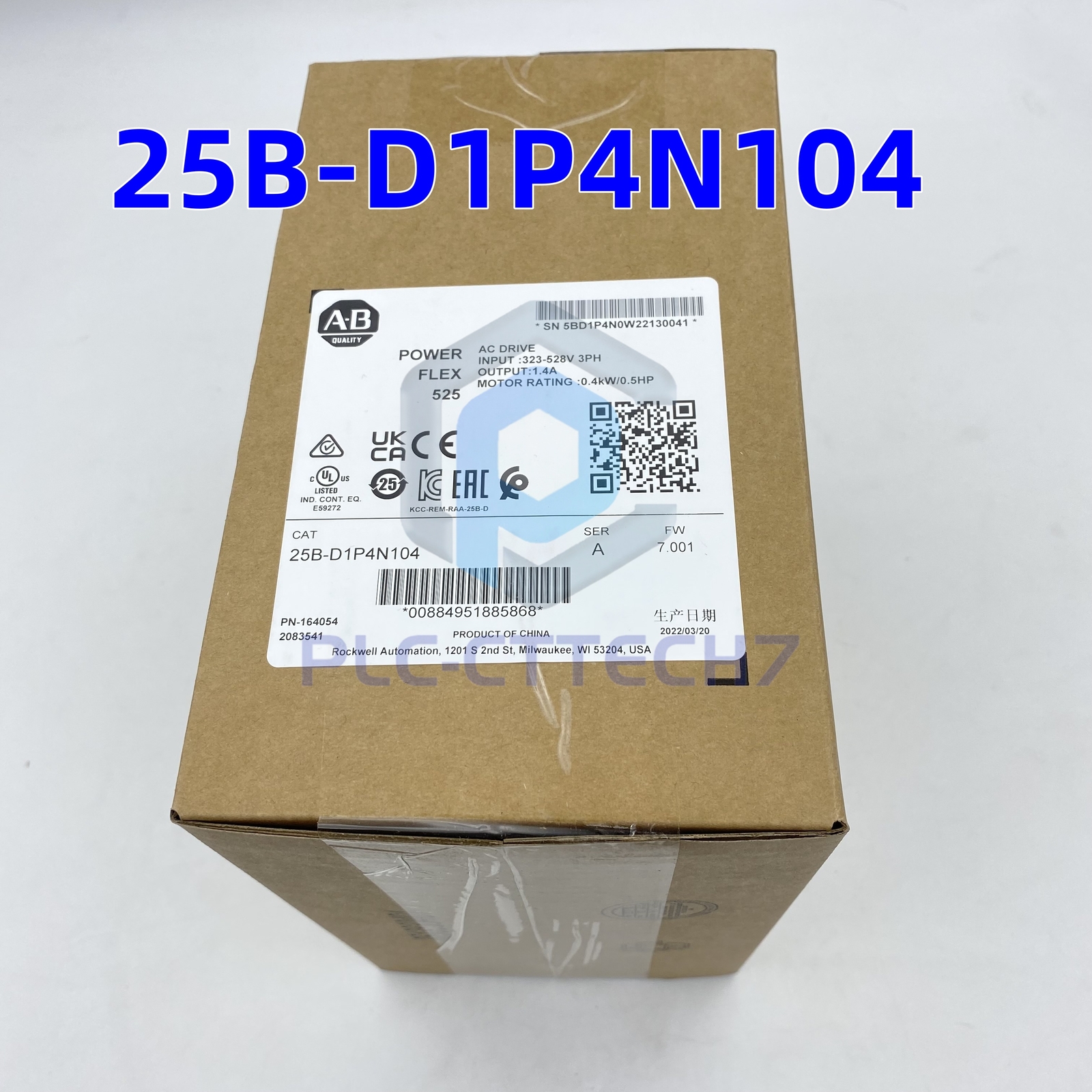 NEW Sealed ab 25B-D1P4N104 Power Flex 525 0.4KW AC Drive 25BD1P4N104 2023 TX