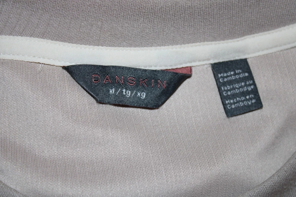 Suéter Top Danskin Activewear Para Mujer Talla XL Marfil Marrón Manga Larga Acanalado Foto 3 de 3