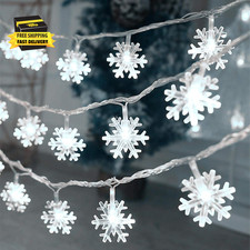 Christmas Lights, 20 Ft 40 LED Snowflake String Lights Battery Operated Waterpro