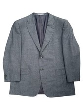 Ermenegildo Zegna Mens Blue Blazer Jacket EU 56C US 46C Houndstooth Wool Tweed