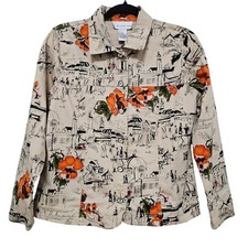 European Sketch Floral Blazer Indie Boho Cottagecore Button Artsy Romantic XS