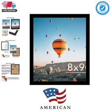8x9 Picture Frame Black for Wall Hanging or Tabletop, Wall Mounting Horizonta...