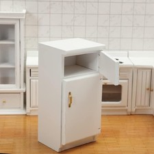 Dollhouse Miniature Fridge 2 Door Refrigerator White 1:12 Scale Wood Furniture